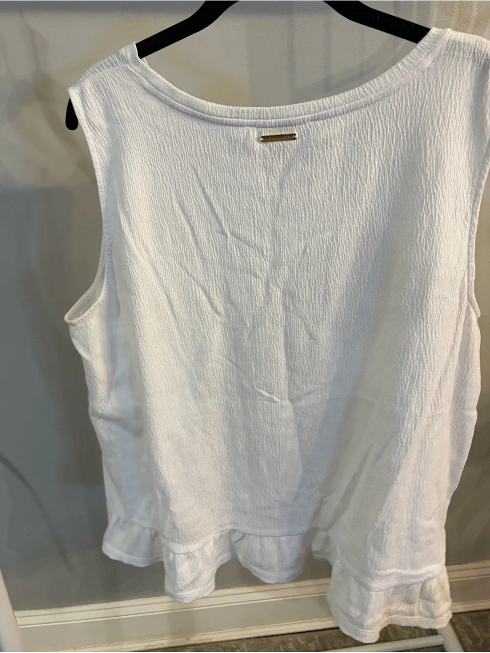 Michael Kors White Sleeveless peplum Textured Tank Top size XL
